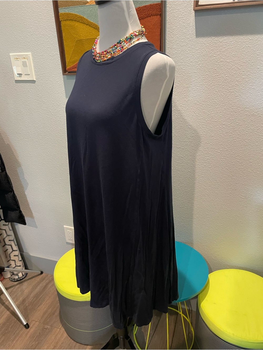 Navy Sleeveless Swing Dress (L)